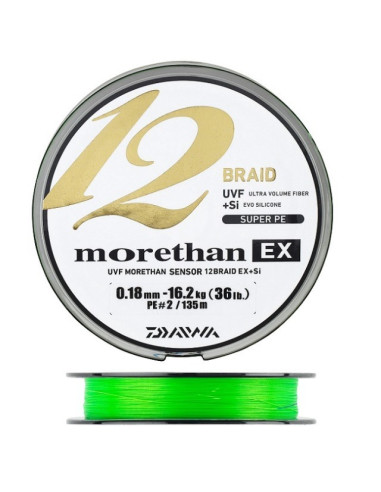 Daiwa Morethan EX 12 Braid 0.14mm 135m Lime Green