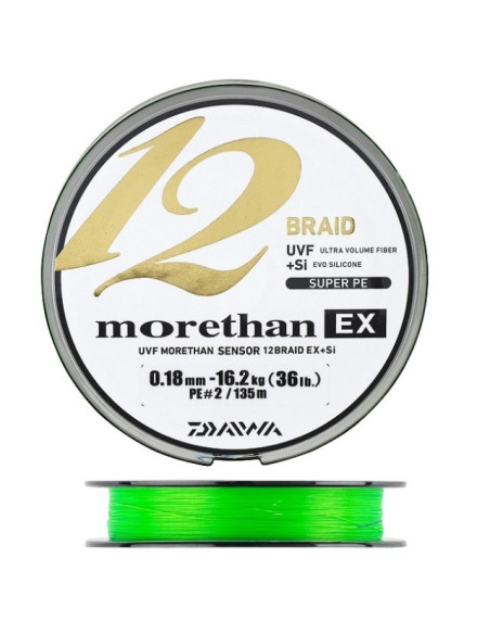 Daiwa Morethan EX 12 Braid 0.16mm 135m Lime Green