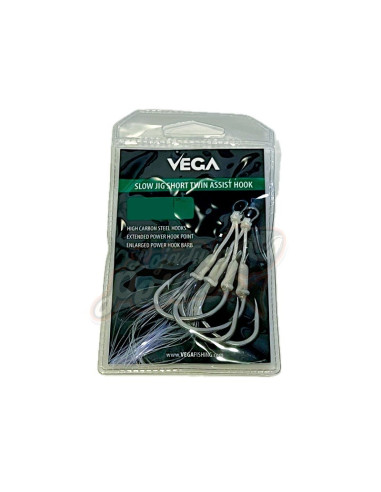 Vega Slow Jig Short Twin Assist Hook White Flash Nº3/0 2pcs