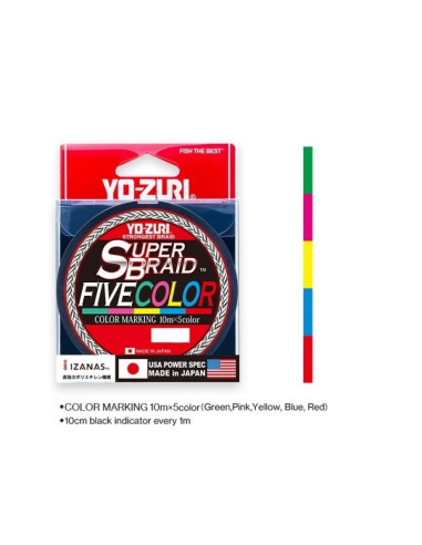 Yo-Zuri SuperBraid Five Color 0.15mm 300m