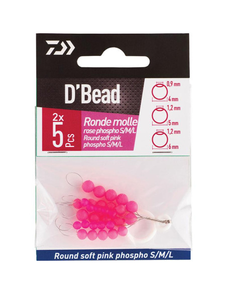 Daiwa D' Bead Round Soft Pink Phospho S/M/L