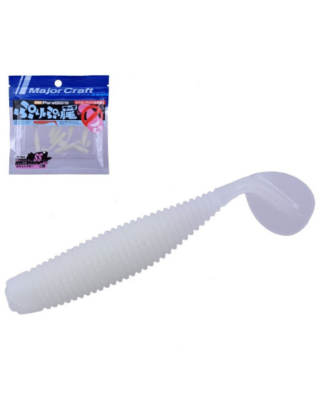 Major Craft Para Worm Plump Tail 1.5 Cor: #72 White Glow